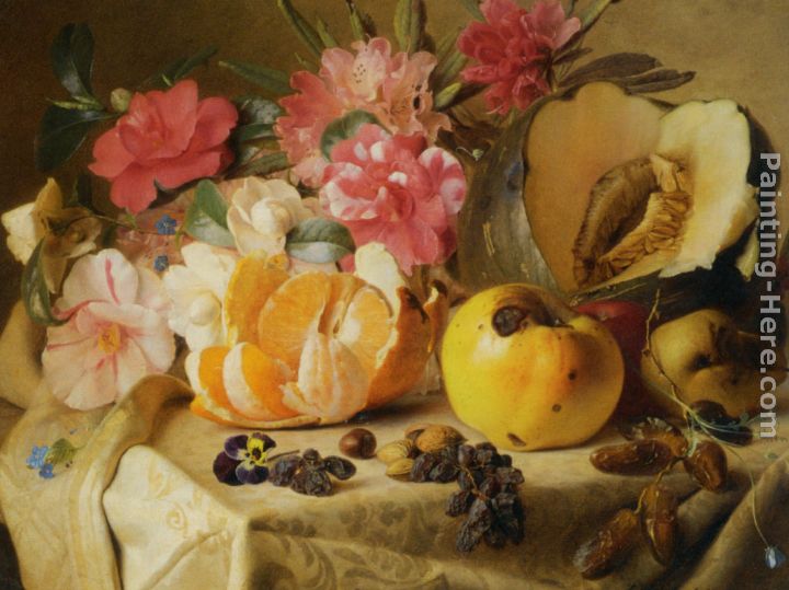 Still life with autumn fruits painting - Theude Gronland Still life with autumn fruits art painting
